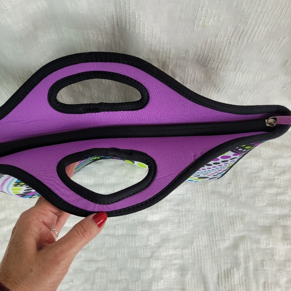 Macbeth Collection black white purple neon green blue laptop bag with handles - Picture 7 of 10